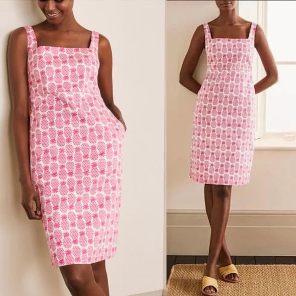 Boden Women Size 6 Yolande Party Pink Pineapple Shift Dress Vacation Resort NEW